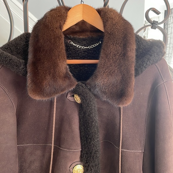 Beautiful extra warm women’s genuine shearling with mink colour and cuff sz XL - Picture 2 of 12